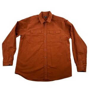 J. Peterman Shirt Mens XL Orange Flannel Button Down Heavy Cotton Portugal Made
